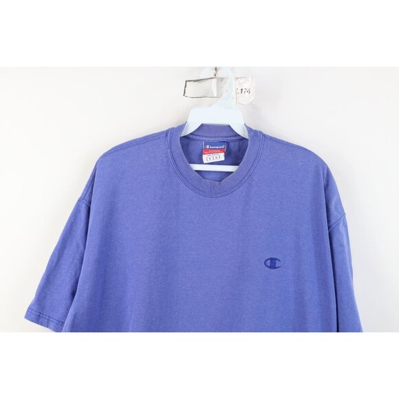 Vintage 90s Champion Mens Size Large Faded Monochrome Heavyweight T-Shirt Blue - Picture 2 of 12
